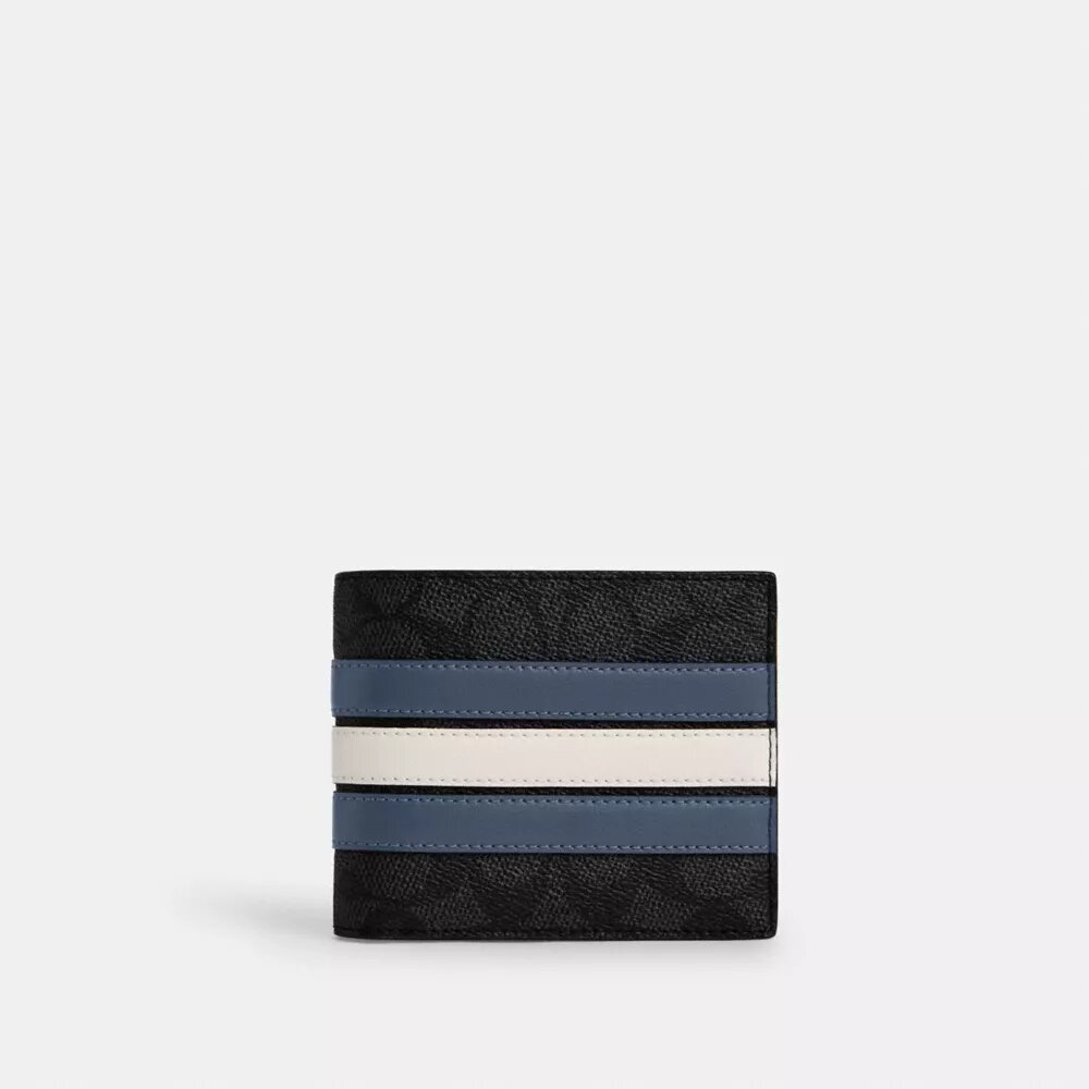 3-i-1-lommebok i Signature Canvas med Varsity Stripe