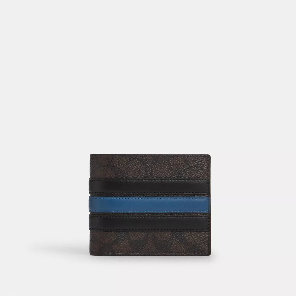3-i-1-lommebok i Signature Canvas med Varsity Stripe