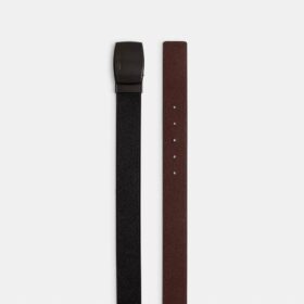 Belt i eske med plakett og selespenne, kan kuttes til ønsket lengde og er vendbart, 38 mm