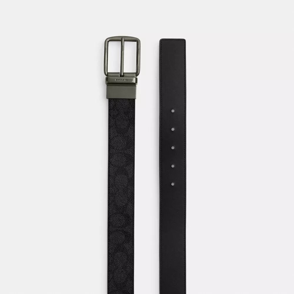 Belt i eske med plakett og selespenne, kan kuttes til ønsket lengde og er vendbart, 38 mm