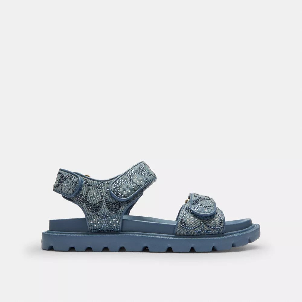 Brynn-sandaler i Crystal Signature-denim