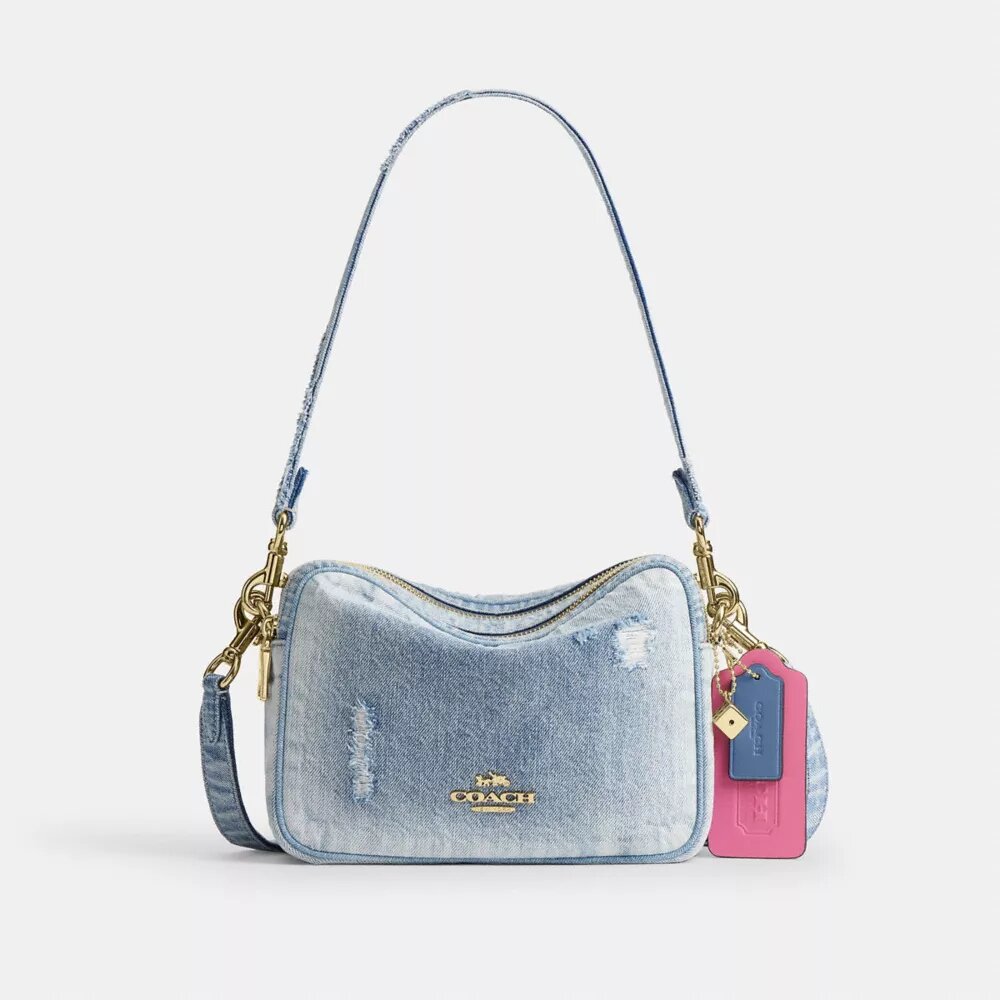 Carey-veske med kryssrem i «Loved Denim» med anheng