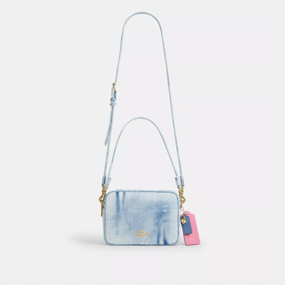 Carey-veske med kryssrem i «Loved Denim» med anheng