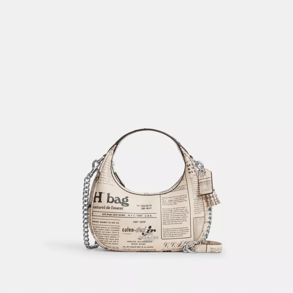 Carmen Mini-crossbody-veske med avisprint
