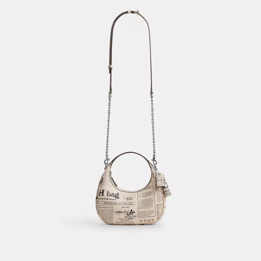 Carmen Mini-crossbody-veske med avisprint