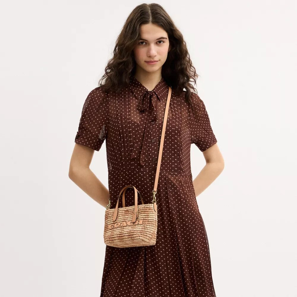 City Mini-tote-veske med gingham-mønster