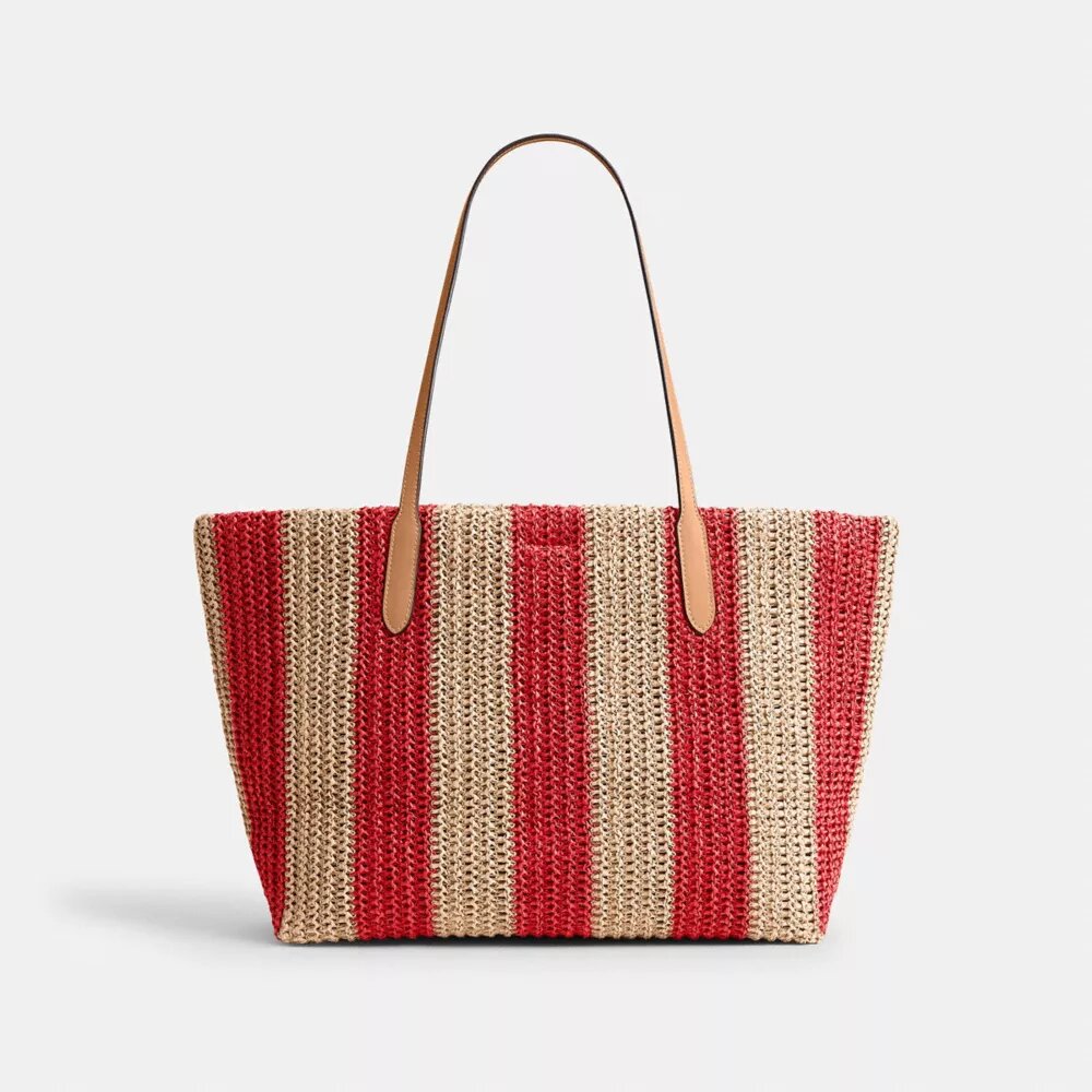 City-tote-veske med striper og anheng