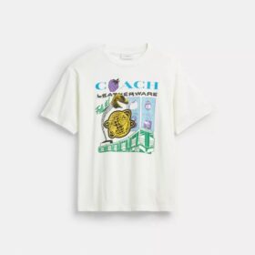 Collage Train T-shirt med avslappet passform i økologisk bomull