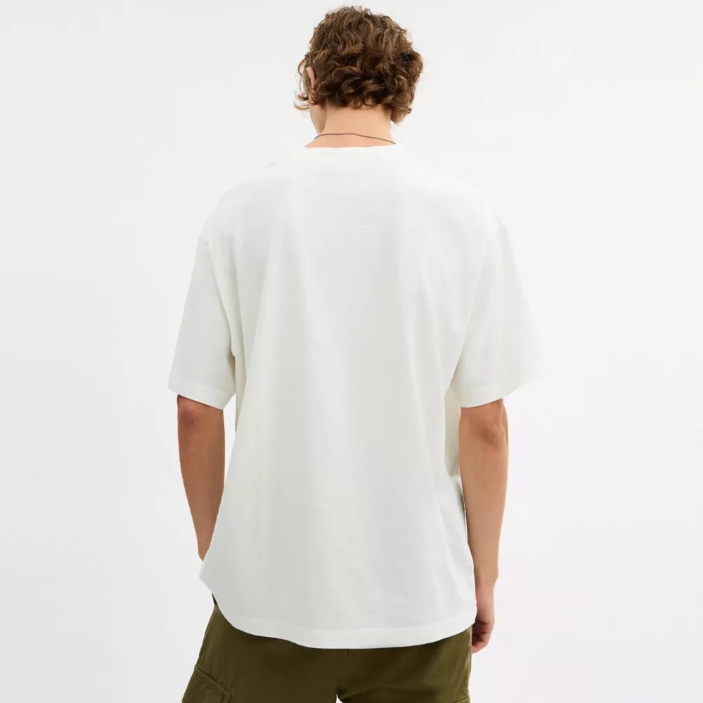 Collage Train T-shirt med avslappet passform i økologisk bomull