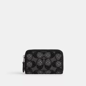 Essential liten kortlommebok med glidelås rundt i Crystal Signature-jacquard
