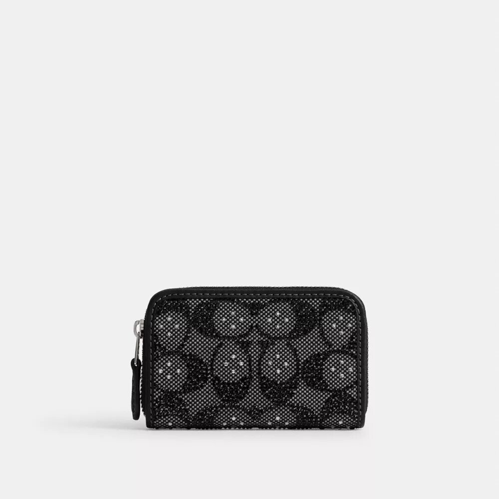 Essential liten kortlommebok med glidelås rundt i Crystal Signature-jacquard