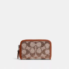 Essential liten kortlommebok med glidelås rundt i Crystal Signature-jacquard