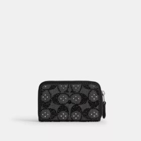 Essential liten kortlommebok med glidelås rundt i Crystal Signature-jacquard