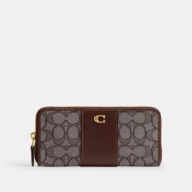 Essential Slim Accordion Zip Lommebok i vår signatur-jacquard