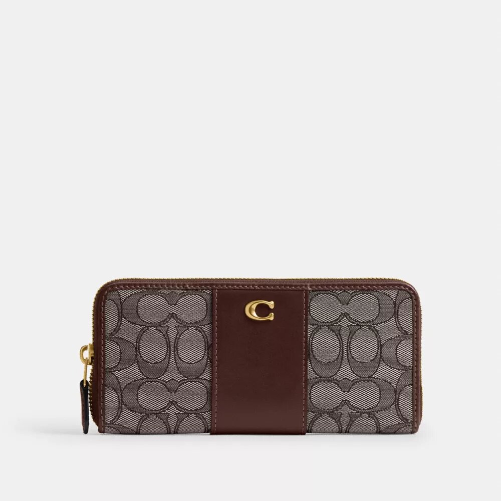 Essential Slim Accordion Zip Lommebok i vår signatur-jacquard