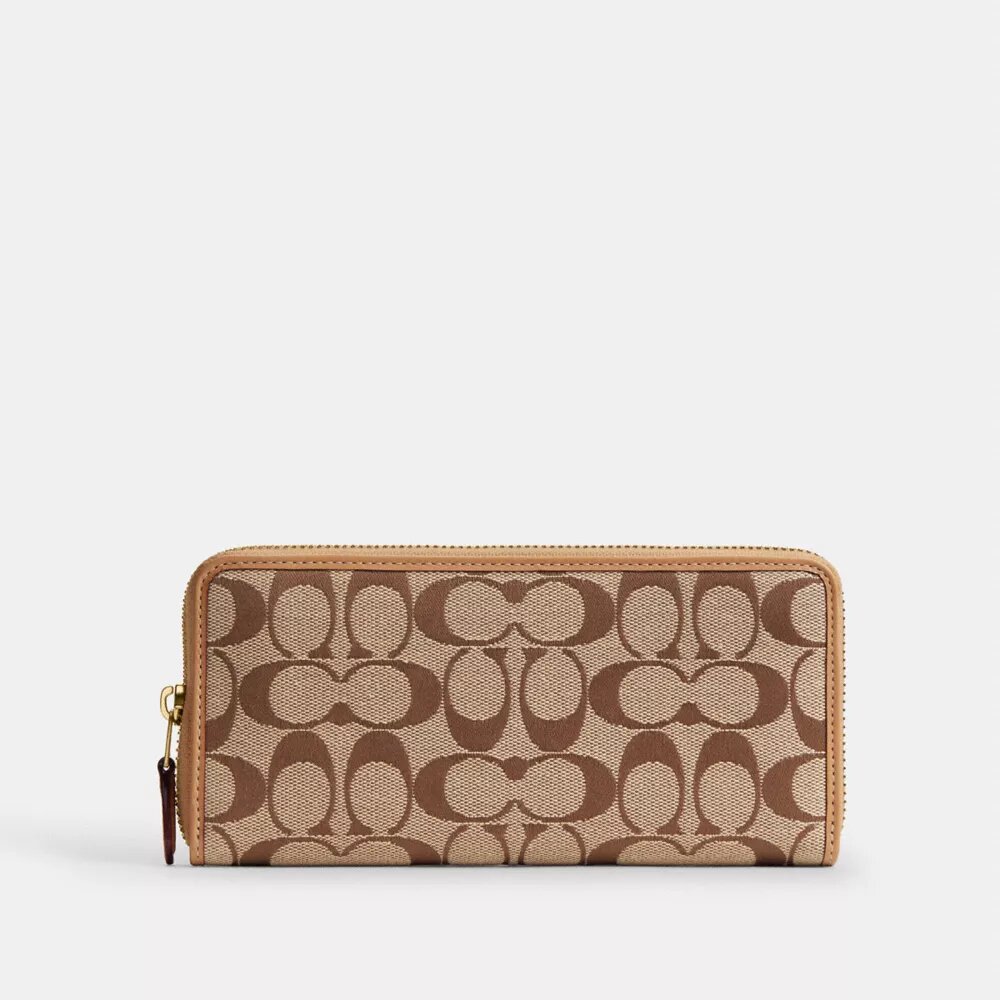 Essential Slim Accordion Zip Lommebok i vår signatur-jacquard