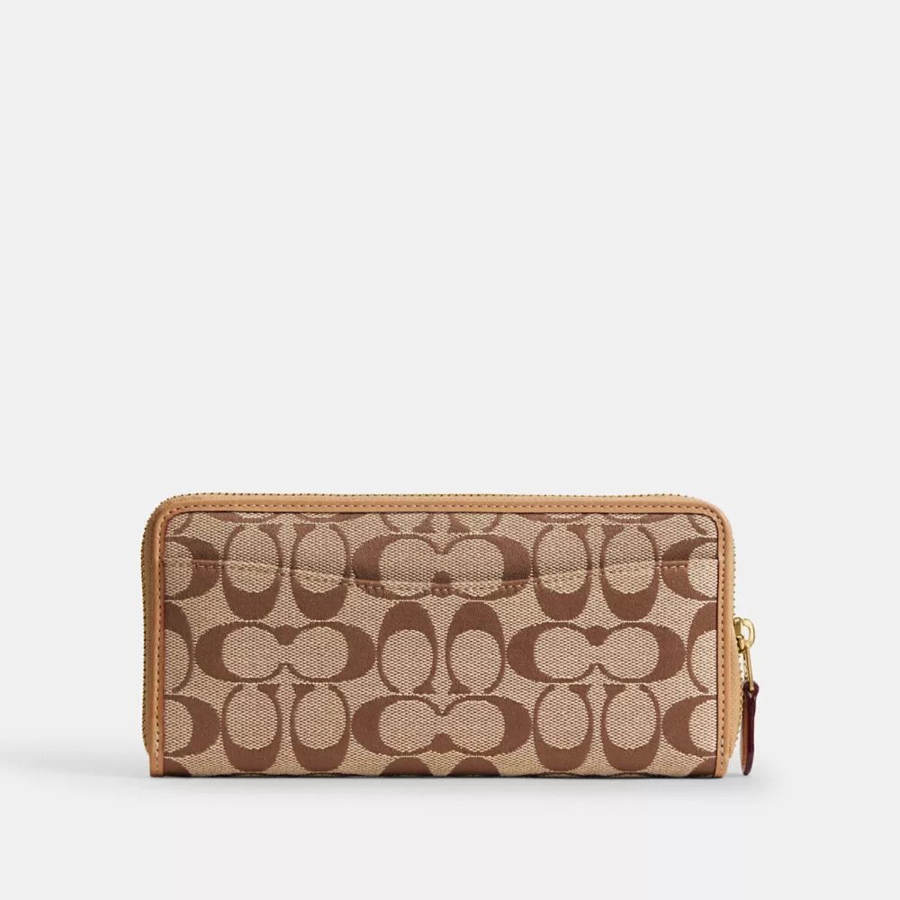 Essential Slim Accordion Zip Lommebok i vår signatur-jacquard