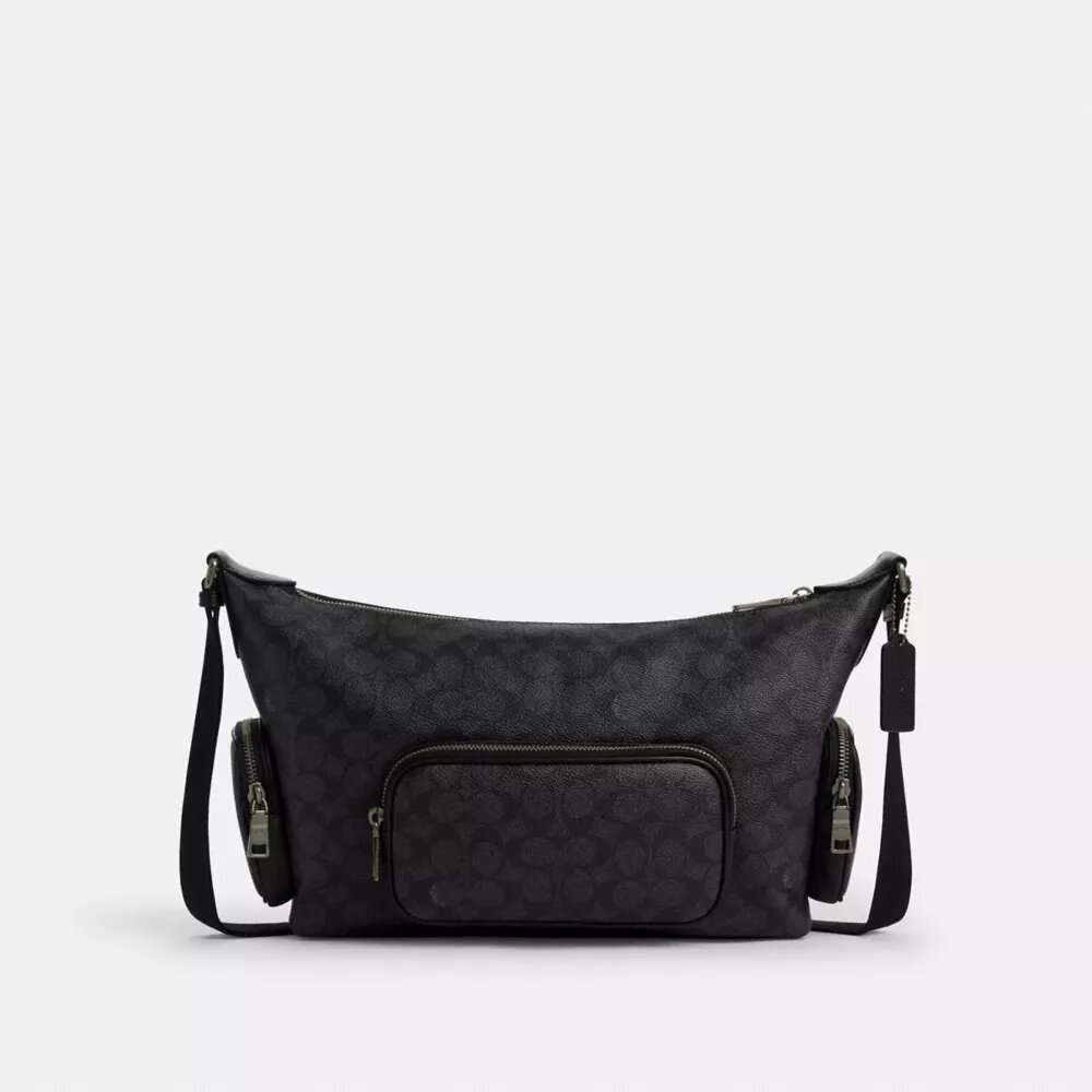 Finn-crossbody-veske med lommer i Signature Canvas