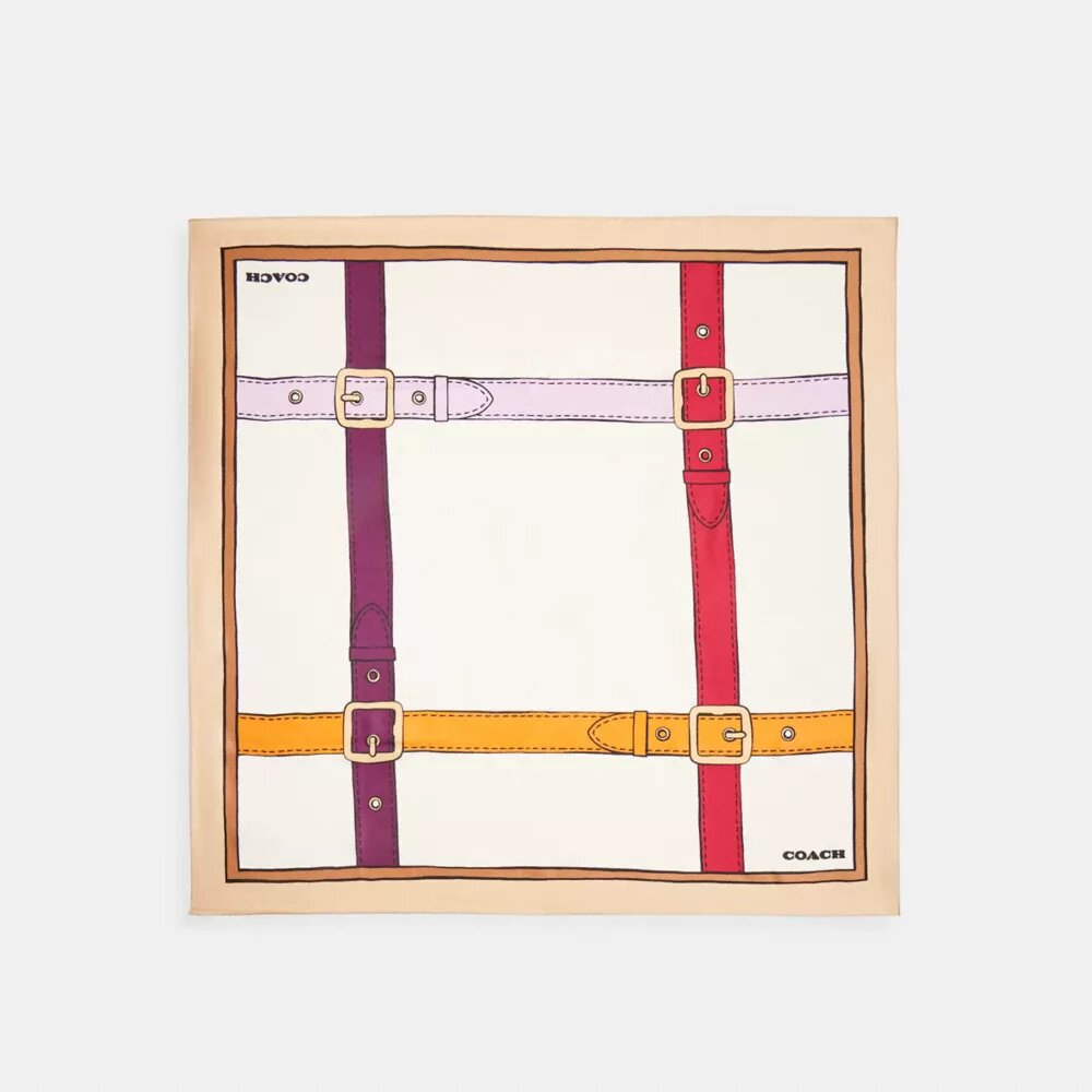 Firkantet silkeskjerf med trompe l'oeil-belteprint