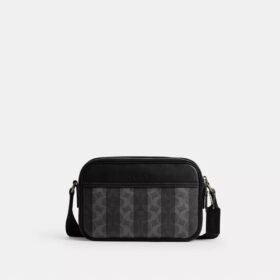 Graham-crossbody-veske i Signature Canvas med striper