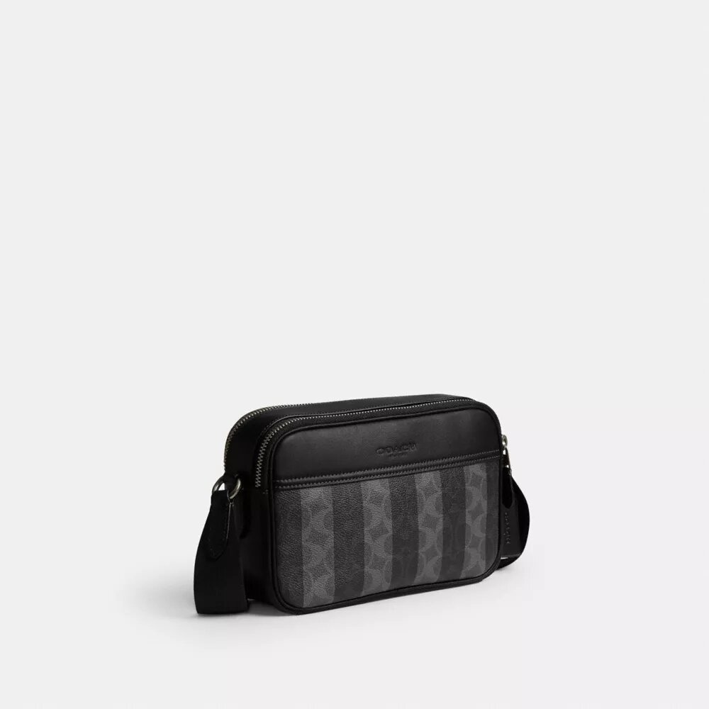 Graham-crossbody-veske i Signature Canvas med striper