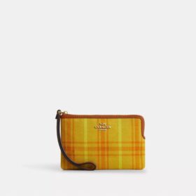 Håndleddsveske med glidelås i hjørnet i regenerativ bomull med rutemønster