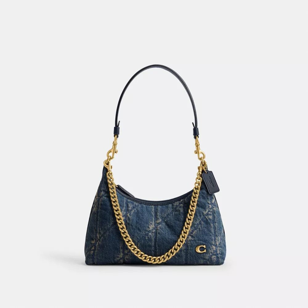 Juliet skulderveske 25 i regenerativ bomullsdenim med vattering