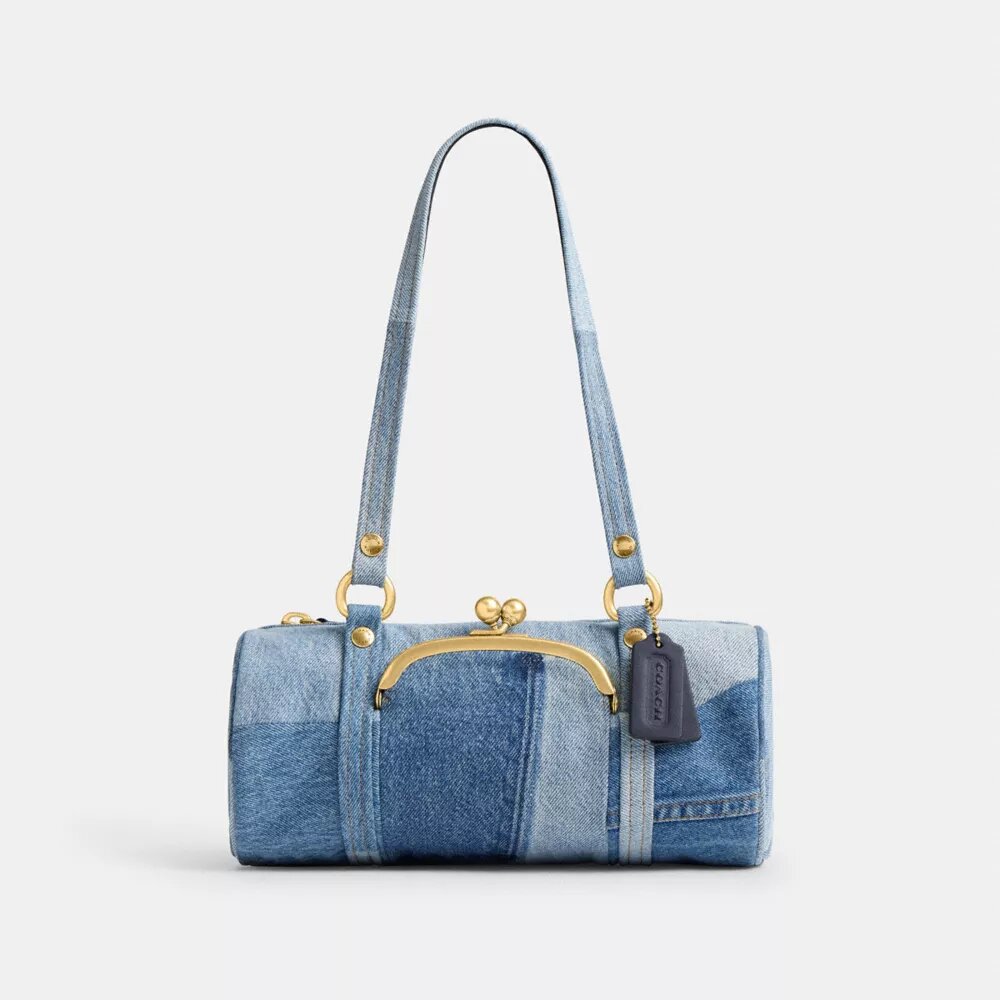 Kisslock Barrel Bag 28 i gjenbrukt denim