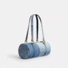 Kisslock Barrel Bag 28 i gjenbrukt denim