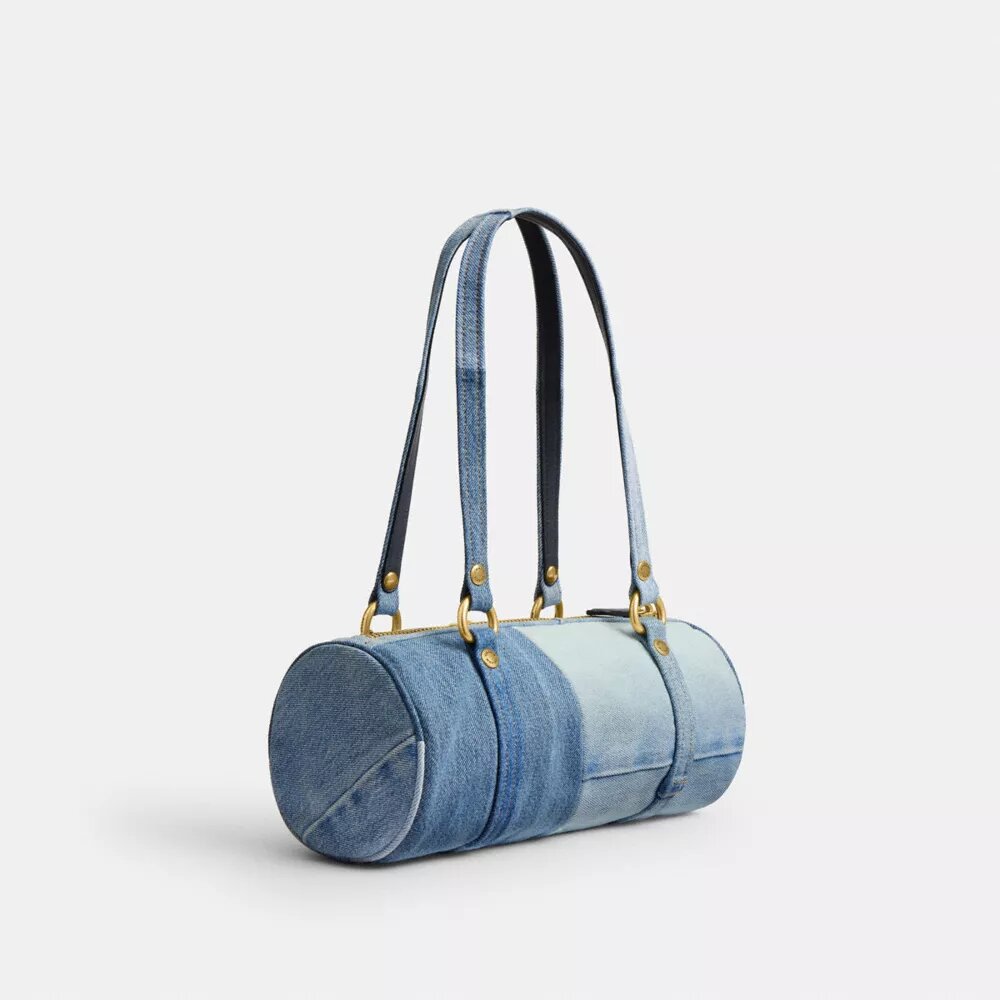 Kisslock Barrel Bag 28 i gjenbrukt denim