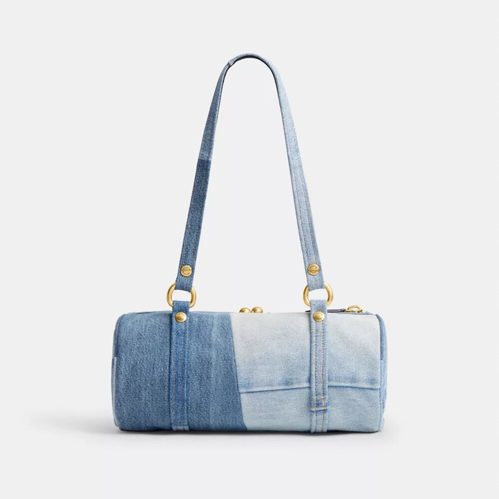Kisslock Barrel Bag 28 i gjenbrukt denim