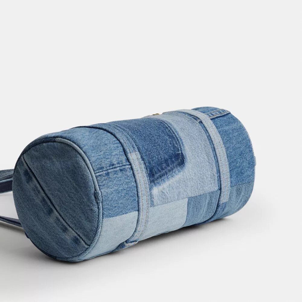 Kisslock Barrel Bag 28 i gjenbrukt denim