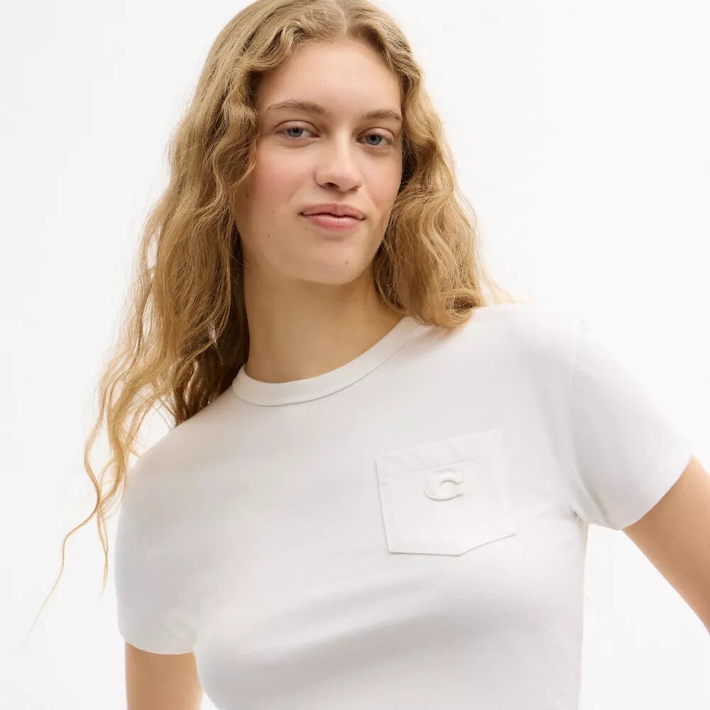 Kortærmet T-shirt med lomme i økologisk bomull