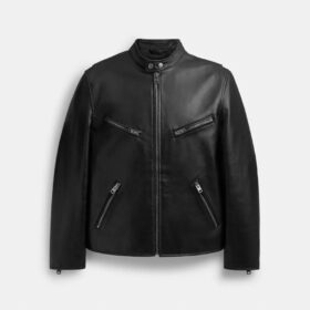 Lærjakke i racer-stil