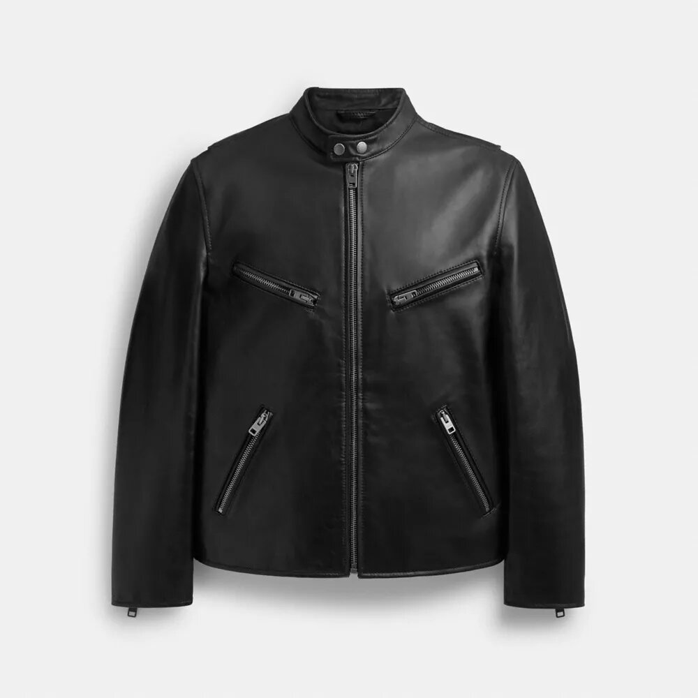 Lærjakke i racer-stil