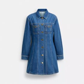 Langermet denimkjole i økologisk bomull
