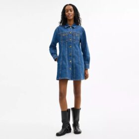 Langermet denimkjole i økologisk bomull