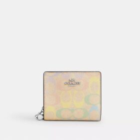 Lommebok med trykknapp i regnbuefarget Signature Canvas