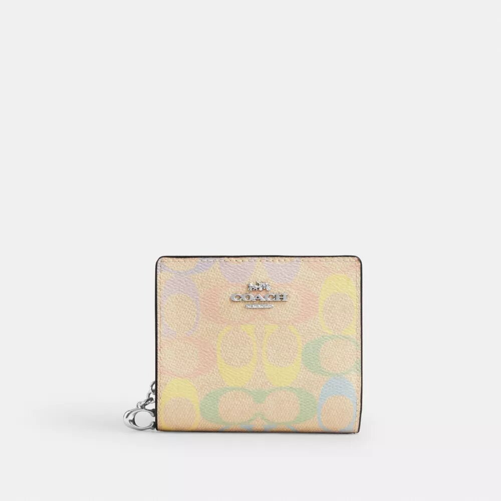 Lommebok med trykknapp i regnbuefarget Signature Canvas