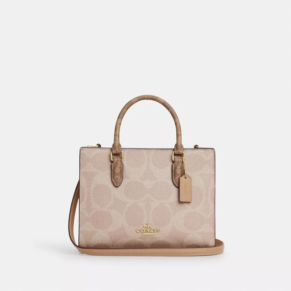 Maggie liten tote-veske i blokkmønstret Signature Canvas