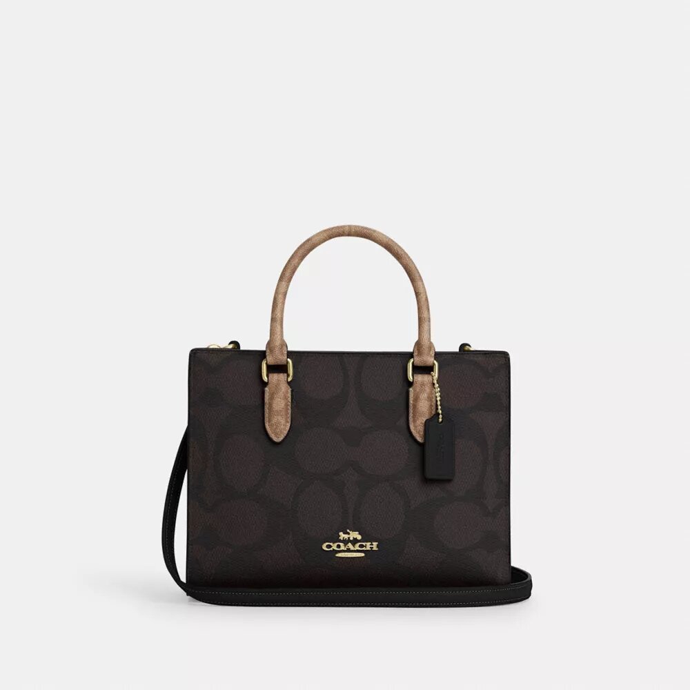 Maggie liten tote-veske i blokkmønstret Signature Canvas