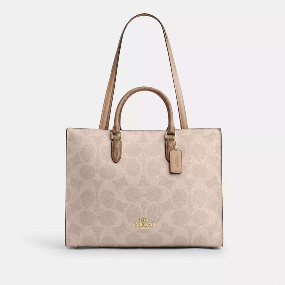 Maggie-tote-veske i blokkmønstret Signature Canvas