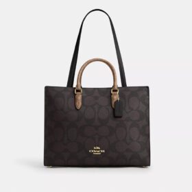 Maggie-tote-veske i blokkmønstret Signature Canvas