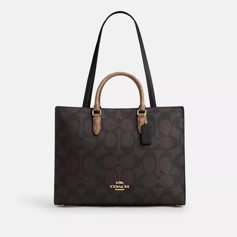 Maggie-tote-veske i blokkmønstret Signature Canvas