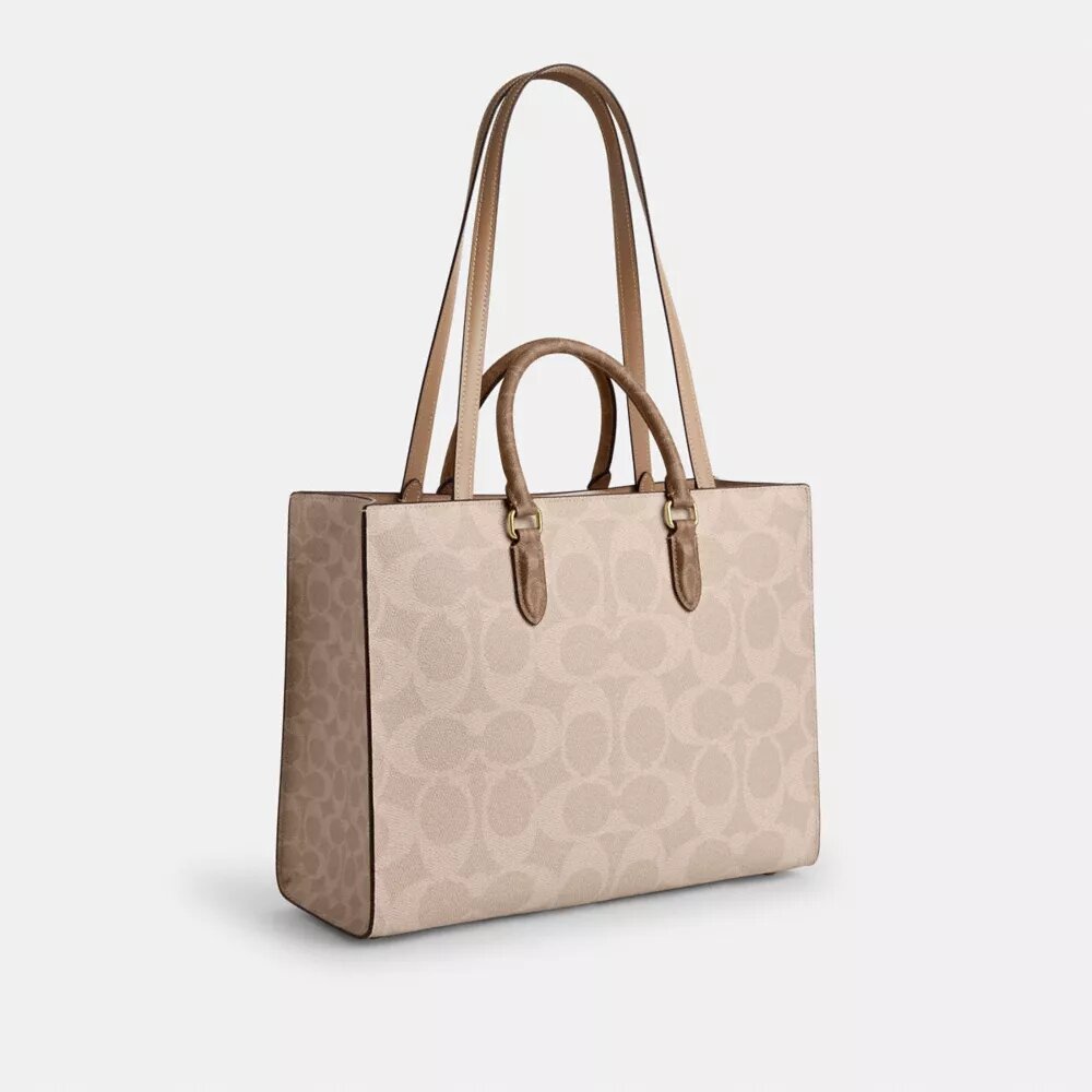 Maggie-tote-veske i blokkmønstret Signature Canvas