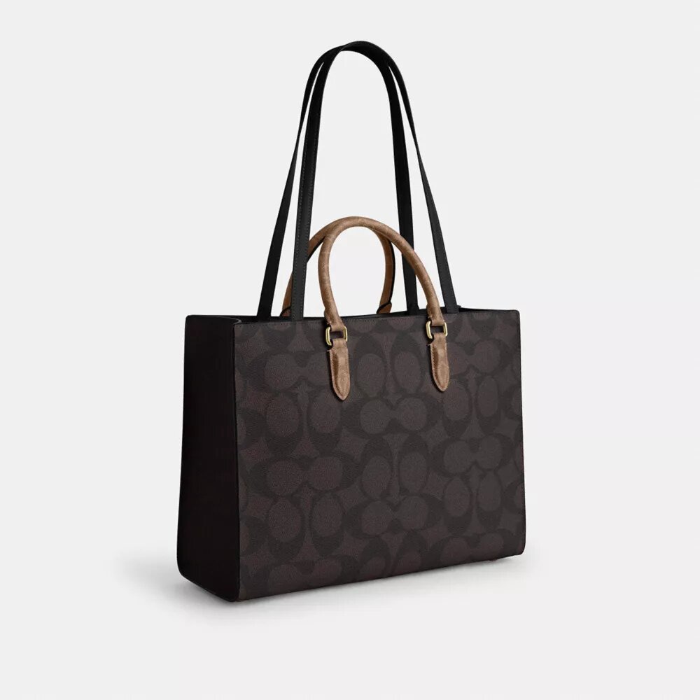 Maggie-tote-veske i blokkmønstret Signature Canvas