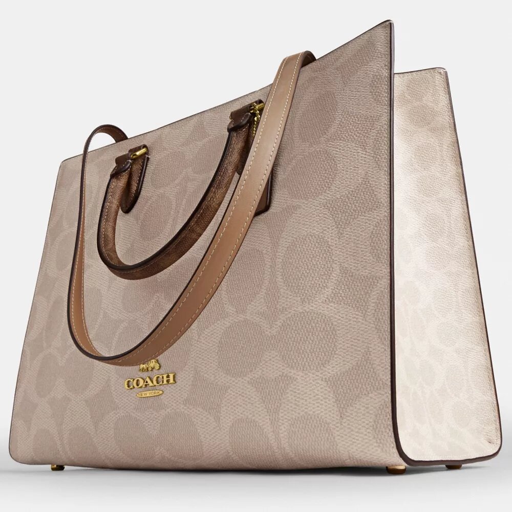 Maggie-tote-veske i blokkmønstret Signature Canvas