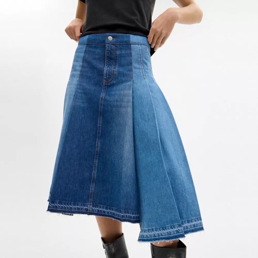 Maxi-jeansskjørt i økologisk bomull