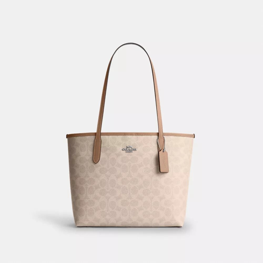 Mellomstor City-tote i Signature Canvas