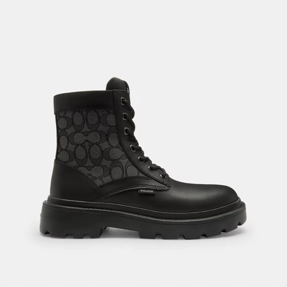 Militærstøvler med signatur-jacquard